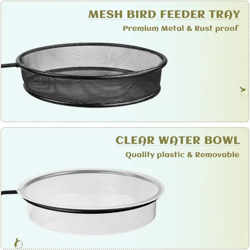 Vista 7 de Comederos para pájaros para cubierta, plataforma para comederos de pájaros, soporte de montaje en cubierta, spa para uso dual, soporte para flores