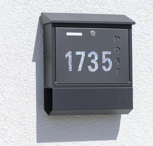 Vista 7 de 40 calcomanías reflectantes de números de buzón, 3 pulgadas de vinilo holográfico con purpurina para buzón, número de buzón impermeable