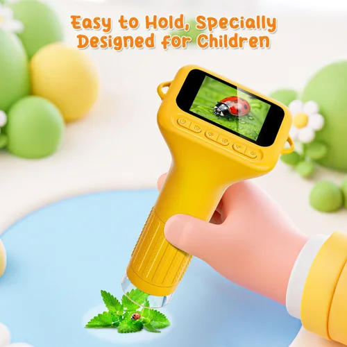 Vista 4 de SKYBASIC Microscopio Digital para Niños, Pantalla de 2" Microscopio de Mano 1000X HD de Bolsillo Microscopios Portátiles con Cámara, Regalos