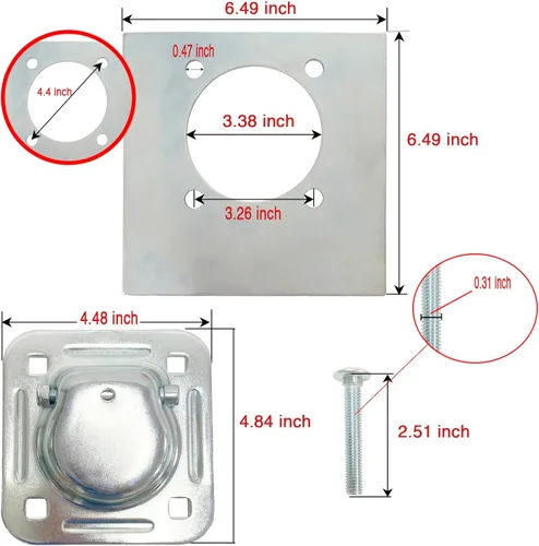 Vista 5 de Kit de anclaje de amarre de anillo en D empotrado, paquete de 4 anclajes de amarre de anillo en D para remolque, resistente, por hasta 6,000 libras