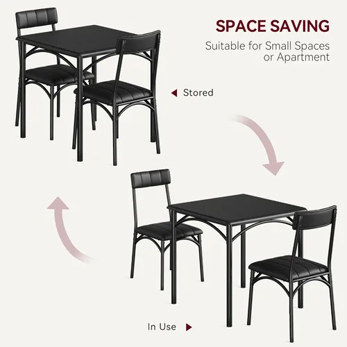 Vista 14 de GAOMON Juego de mesa de comedor para 4, mesa de cocina de 5 piezas y sillas para 4 con sillas tapizadas, juego de mesa de comedor rectangular, juego