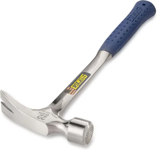 Vista 3 de ESTWING Martillo de encuadre, garra recta de mango largo de 22 onzas con cara fresada y agarre de reducción de golpes, E3-22SM y SWANSON Tool Co