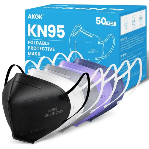 Vista 29 de 50 máscaras faciales desechables KF94 negras de seguridad de 4 capas
