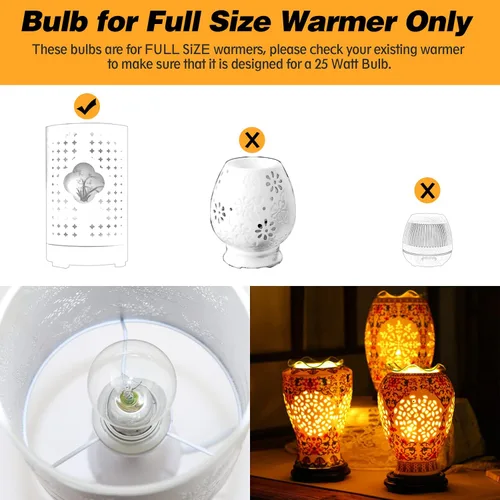 Vista 4 de ETwinCoo Bombillas calentadoras de cera, G50 de 25 vatios para calentadores aromáticos de tamaño completo, base G16.5 Globe E12 transparente, larga