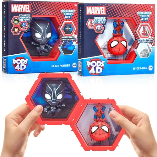 Vista 16 de Wow! PODS 4D Marvel Spiderman - Figura única conectable y coleccionable de Bobblehead, exhibición de pared/estante, figura de Spiderman, juguetes