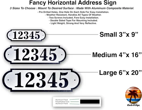 Vista 3 de Placas horizontales personalizadas de dirección para exterior, fabricadas en Estados Unidos con material compuesto de aluminio, placa de dirección