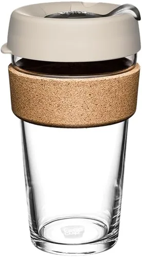 Vista 12 de KeepCup Brew Cork - Taza de café reutilizable de vidrio templado y corcho natural, M 12 oz/340 ml - Negro