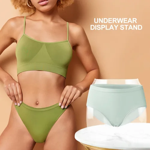 Vista 2 de Soporte de exhibición de pantaletas, estante de exhibición de ropa interior transparente, modelo de cadera para presentación de ventana de tienda