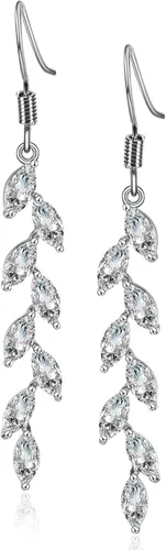 Silver Dangle Earrings for Wedding Bridesmaid - Rhinestone, Dangling, Prom Earrings