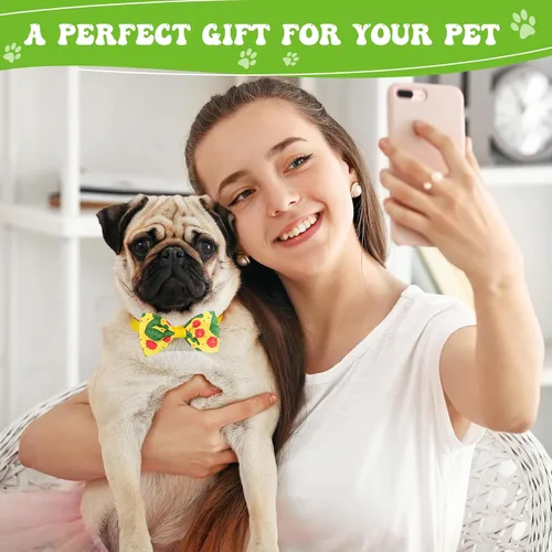 Vista 6 de Reginary El juego de 100 piezas de collar de corbatín para perro incluye 40 corbatas para perros y 30 corbatines para cachorros, 30 flores