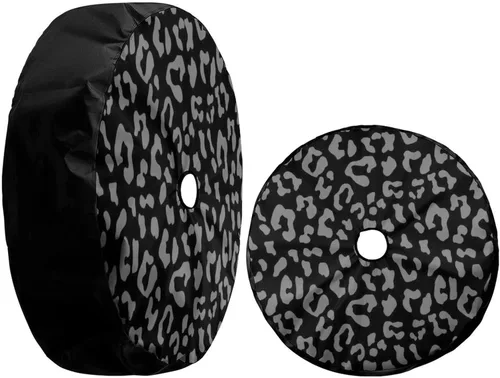 Vista 3 de Foruidea Funda para neumático de repuesto con estampado de leopardo con orificio de cámara de respaldo para remolque, RV, SUV y muchos vehículos, 18