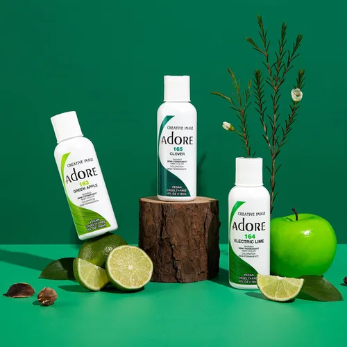 Vista 5 de Adore Tinte para el cabello semipermanente, vegano y libre de crueldad, 4 onzas líquidas, 164 Electric Lime (paquete de 3)