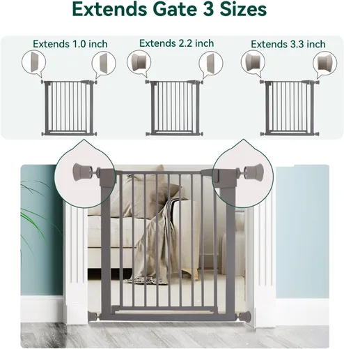 Vista 2 de Babelio Protector de pared extensor de puerta para bebé, extiende puertas de seguridad para mascotas y perros, paquete de 4 extensiones de puertas