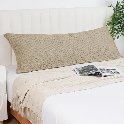 Vista 307 de PHF - Fundas de almohada 100% algodón con tejido gofre europeo, 26 x 26 pulgadas, 2 unidades para decoración elegante del hogar, para cama, sin