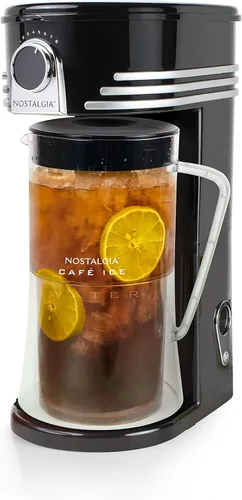 Nostalgia Sistema de preparación de té helado y café de 3 cuartos con jarra de doble aislamiento, selector de fuerza y cámara infusora, también