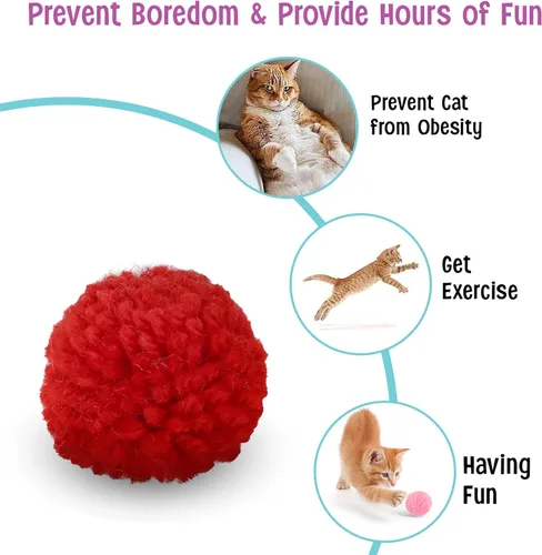 Vista 7 de CatNip pompones de lana, paquete de 4, Color Variado