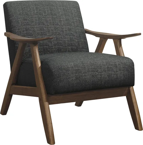 Vista 12 de Lexicon Silla de Acento Moderna de Mediados de Siglo con Marco de Madera Sólida en Acabado de Nogal, Sillón de Descanso con Brazos Tapizado