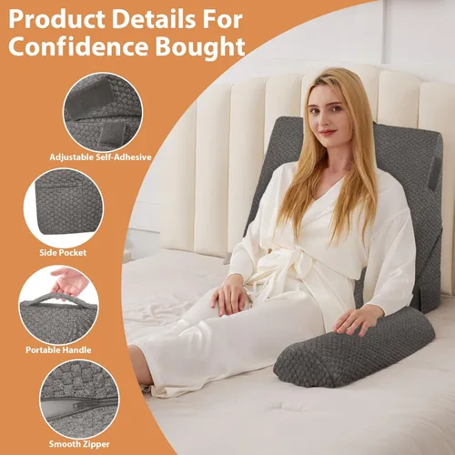 Vista 4 de BIEEZZK Juego de 3 almohadas ortopédicas de cuña para cama, almohada de espuma viscoelástica ajustable, almohada de cuña para después de la cirugía