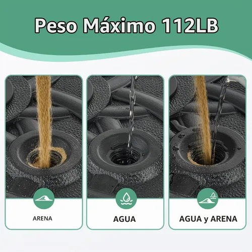 Vista 5 de FLAME&SHADE Base para sombrilla de patio, 60 libras, 17.7 pulgadas, base de sombrilla rellena de agua resistente para mesa de mercado, jardín