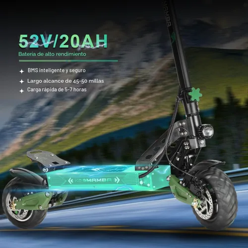 Vista 4 de ZU06 Electric Scooter, 1200W Motor Up to 35 MPH, 52V 20Ah Battery 50 Miles Long Range, NFC Smart Unlock & Dual Disc Brakes with EABS, 10" Off Road