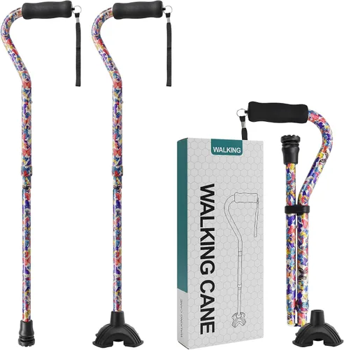 Vista 16 de Bastones florales para mujer, bastón plegable para estabilidad con base antideslizante, bastón ajustable para personas mayores, bastones plegables