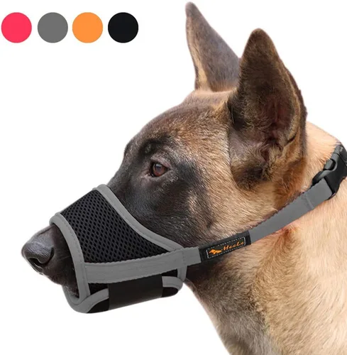 Vista 20 de Heele - Bozal para perro de nailon suave, evita mordidas, ladridos y mordisqueos - Malla transpirable, ajustable, permite beber - Para perros