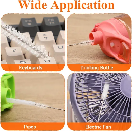 Vista 6 de Paquete de 10 popotes de repuesto para Stanley Quencher de 14/20 onzas, paquete de 6 popotes reutilizables de plástico transparente con 4 cepillos