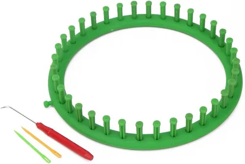 Vista 9 de Katech Juego de telares de tejer redondos de 5.5 in de diámetro, telares de plástico azul, bufanda, sombreros, herramientas para hacer manualidades