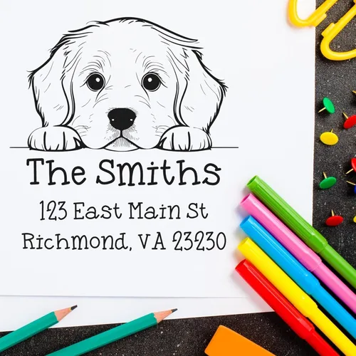 Vista 202 de Sello de alta calidad para cachorros Airedale Terrier – Sello de dirección personalizado – Ideal para los amantes de los perros – Elección de 5