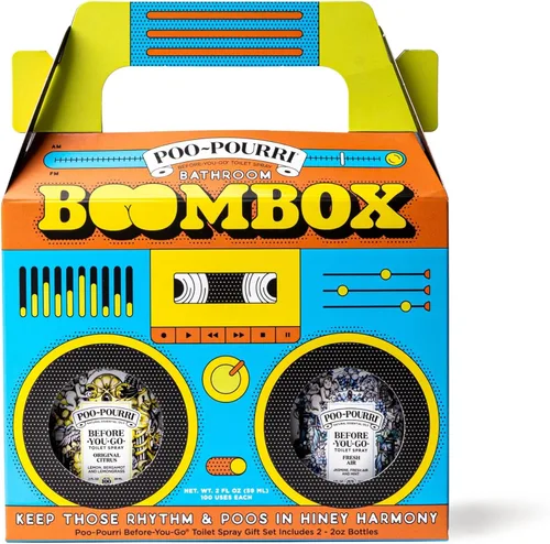 Poo-Pourri Before-You-Go - Aerosol para inodoro, boombox para baño, set de regalo de 2 onzas líquidas, cítricos originales y aire fresco