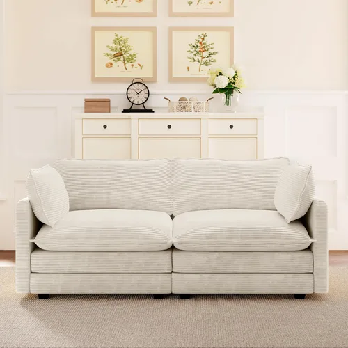 Vista 43 de ROWHY Sofá modular de gran tamaño con otomana móvil, juego de sofá moderno de pana de 112 pulgadas y 4 asientos, sofá convertible en forma de L