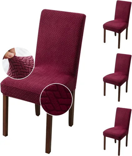 Vista 21 de Genina Fundas para sillas de comedor, fundas elásticas para sillas de comedor, fundas elásticas para sillas Parsons de la cocina (beige, 2 unidades)