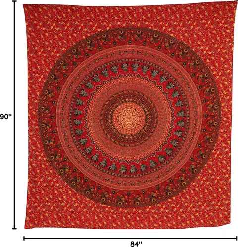 Vista 8 de Bless International - Tapiz hippie indio gitano bohemio psicodélico de algodón mandala colgante en la pared multicolor mandala grande tapiz hippie
