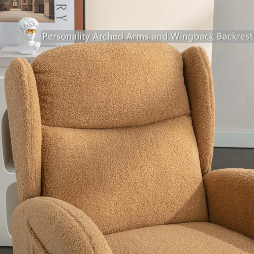 Vista 13 de Setawix Silla mecedora de peluche para guardería, silla mecedora tapizada para sala de estar, sillón con respaldo de sherpa de ocio, silla mecedora