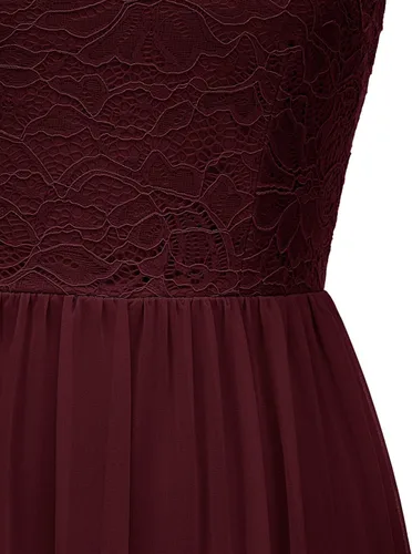 Vista 8 de Vestido formal de encaje floral halter sin mangas para mujer vestido de dama de honor