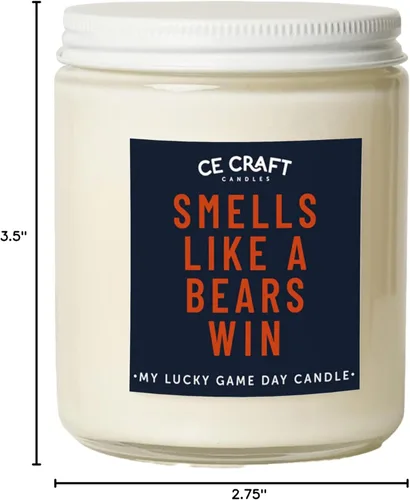 Vista 6 de CE Craft - Huele Como Una Victoria De Osos - Vela Con Tema De Fútbol, Regalo De Chicago, Aroma A Pastel De Cumpleaños