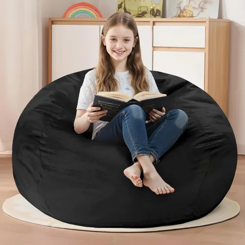 Vista 29 de Homguava Silla de Puf de 2 Pies: Pufs de 2' con Espuma de Memoria Rellenos, Cómodas Sillas de Puf Redondas con Funda de Terciopelo Holandés - Rosa