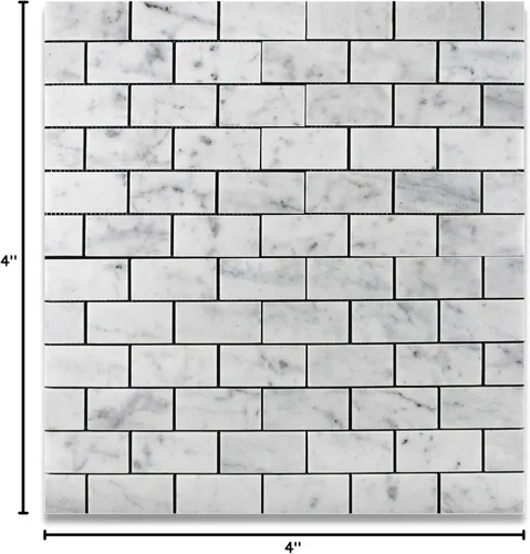 Vista 6 de Carrara (Carrera) Bianco - Mosaico de metro de 2x4