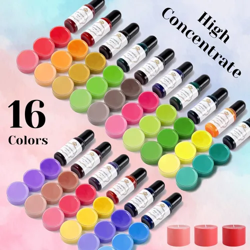 Vista 2 de HTVRONT Tinte para velas – Tinte líquido de cera de vela de 16 colores vivos, tinte de vela de alto concentrado para cera de soja, cera de abejas