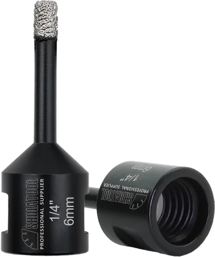 SHDIATOOL Brocas de núcleo de diamante, 2 unidades de 1/4 de pulgada para porcelana, cerámica, ladrillo, ladrillo al vacío, sierra de agujero