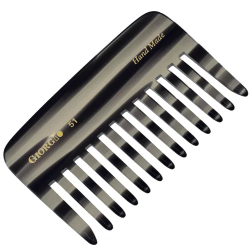 Giorgio G51 - Peines desenredantes para bolso de viaje pequeño de grafito, peine de bolsillo de dientes anchos para cabello grueso y rizado, peine