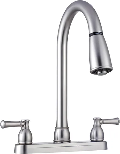 Llave para fregadero de cocina Dura Faucet, llave de reemplazo no metálica con doble palanca para casas rodantes, caravana quinta rueda (fifth