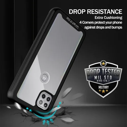 Vista 2 de wahhle Funda compatible con Motorola One 5G Ace, protector de pantalla integrado de cuerpo completo, a prueba de golpes, ajuste delgado, parachoques