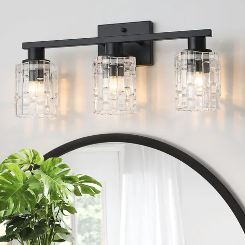 Vista 12 de Lámpara de Tocador de Baño de 1 Luz en Oro Cepillado Sobre Espejo, Iluminación Moderna de Tocador con Pantalla de Cristal, Accesorios de Iluminación