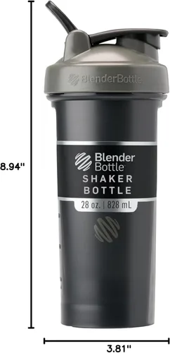 Vista 7 de BlenderBottle Classic V2 - Botella mezcladora perfecta para batidos de proteínas y preentrenamiento, 28 onzas, gris/negro, sombra negra