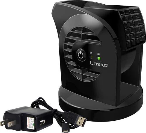 Vista 11 de Lasko MyCool D300 Mini ventilador de escritorio USB con cable USB de 40 pulgadas y adaptador de CA adicional - Pequeños ventiladores personales