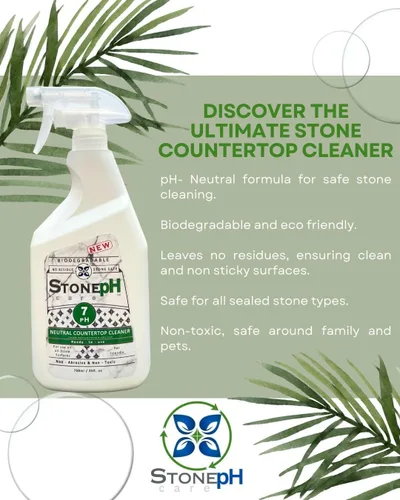 Vista 3 de Spray limpiador de encimeras – Spray limpiador diario de granito – Limpiador de piedra – Fórmula neutral de pH para superficies de limpieza