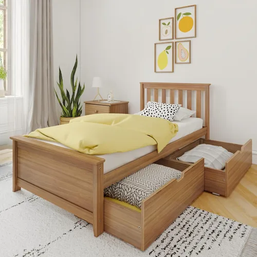 Vista 10 de Max & Lily Cama clásica individual de suelo, 79.75 pulgadas, marco de cama baja de madera maciza para niños, cama de piso moderna para dormitorio
