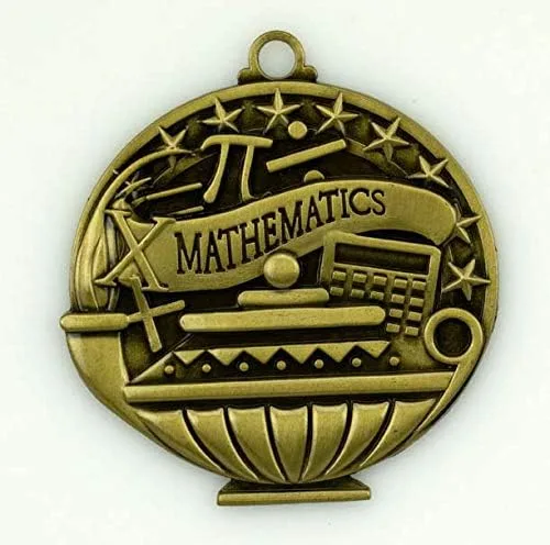 Vista 2 de Express Medals Paquete de 10 medallas de premios de matemáticas con cintas para el cuello, premio de trofeo