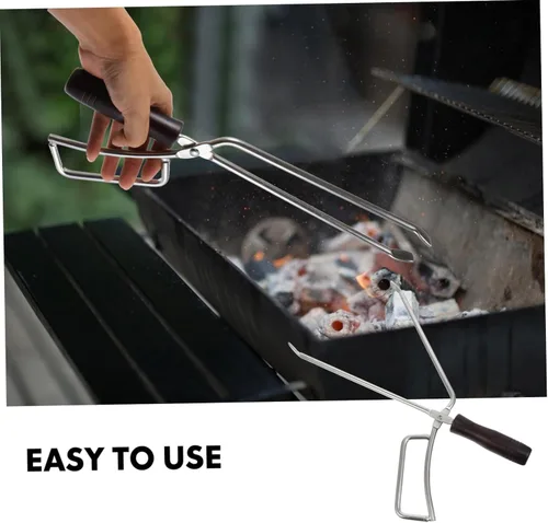 Vista 7 de GANAZONO Pinzas largas para barbacoa con mango de haya maciza, pinzas para parrilla de cocina al aire libre, 1 ud